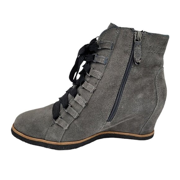 Earth Women's Sz 8.5 Suede Leather Bootie Charcoal Grey Memory Foam Exc Cond - Picture 5 of 9